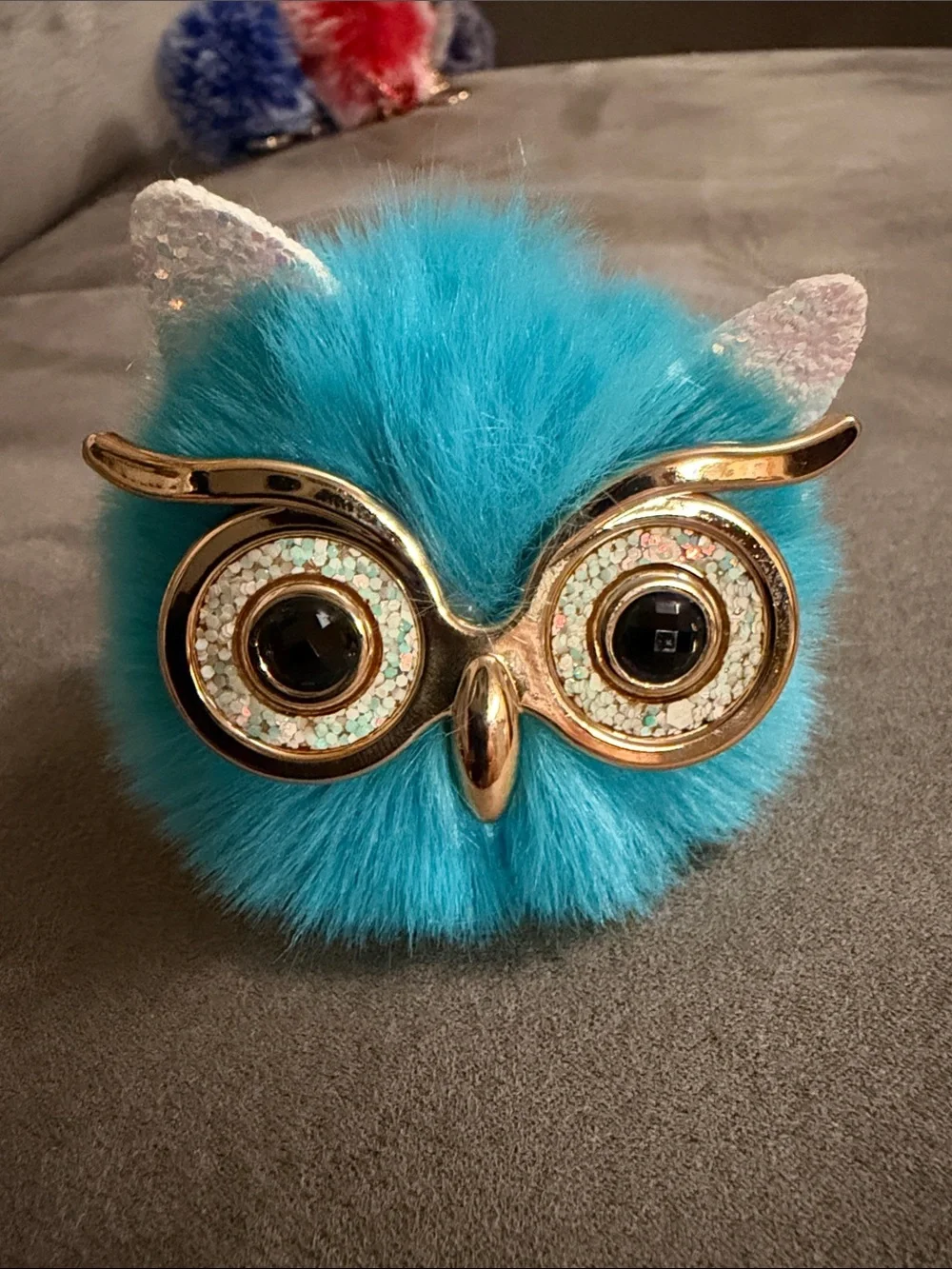Faux Fur Owl Keychain Charm - Multicolor Options B 25